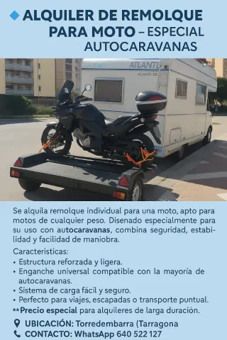 ALQUILER REMOLQUE MOTO ESPECIAL AUTOCARAVANA