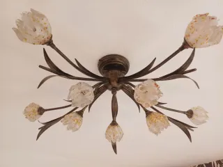 Lámpara de techo floral metal y cristal