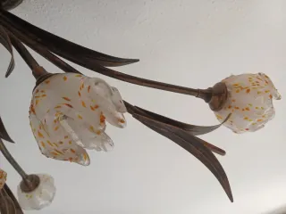 Lámpara de techo floral metal y cristal