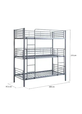 Litera triple metálica gris