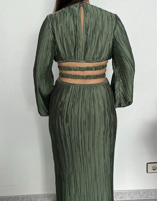 Vestido midi satén verde ASOS Design