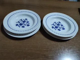 2 Coppie Piatti con Fiori Blu