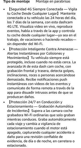 Dashcam 4G SIM Tarjeta64GB Camara Vigilancia coche