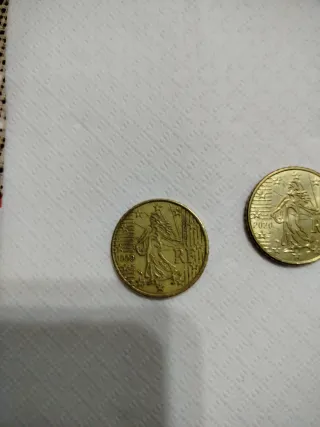 3 Monedas Francia 50 Céntimos 1999-2000-2020