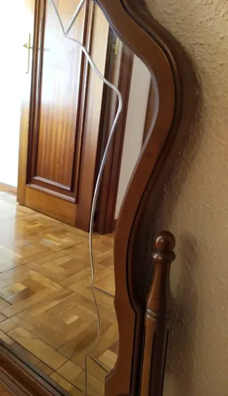 Espejo de pie madera marco curvo