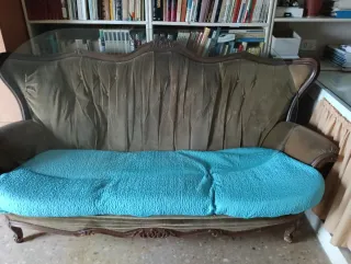 Tresillo antiguo MADERA y pana