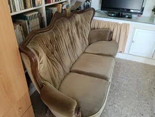 Tresillo antiguo MADERA y pana