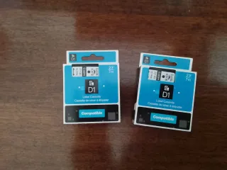 2x Nastri Etichette Dymo D1 Nero su Bianco