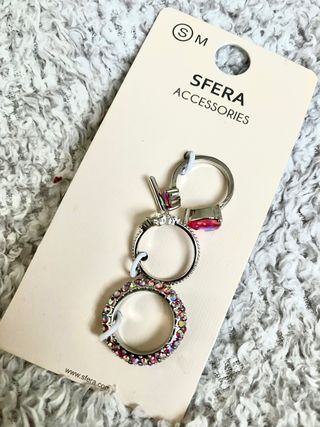 Pack 3 Anillos Sfera Piedras Rosa Talla S