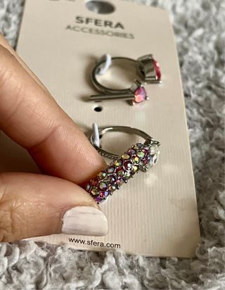 Pack 3 Anillos Sfera Piedras Rosa Talla S