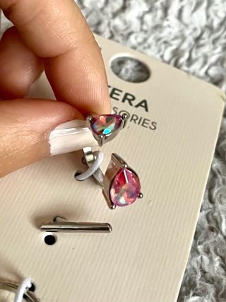 Pack 3 Anillos Sfera Piedras Rosa Talla S