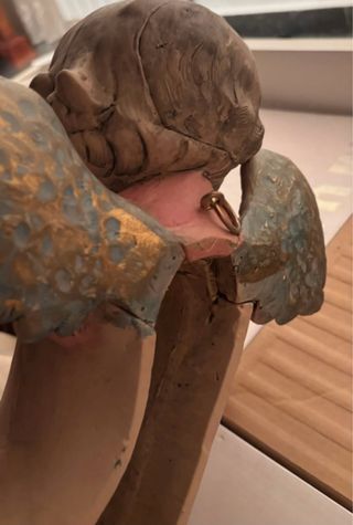 Figura cerámica ángel con lira