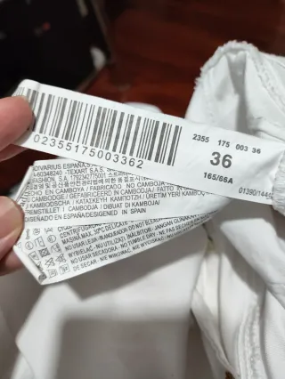 Pantalón pitillo Stradivarius blanco T.36