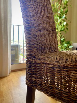 Juego 4 Sillas Ratán y Madera