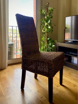 Juego 4 Sillas Ratán y Madera