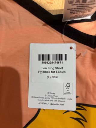 Pijama Corto El Rey León Disney Talla M