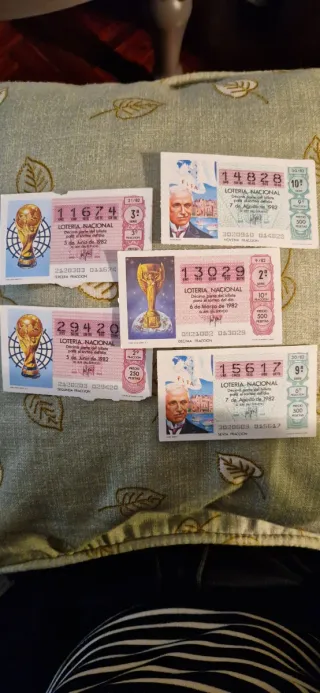 Lote 5 Décimos Lotería Nacional 1982