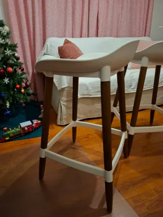 Pack 2 Taburetes Ikea Blanco y nogal