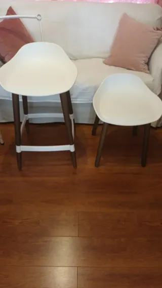 Pack 2 Taburetes Ikea Blanco y nogal