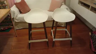 Pack 2 Taburetes Ikea Blanco y nogal