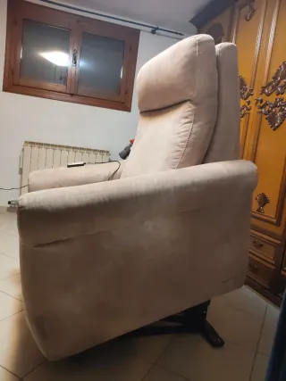 Poltrona relax beige in tessuto
