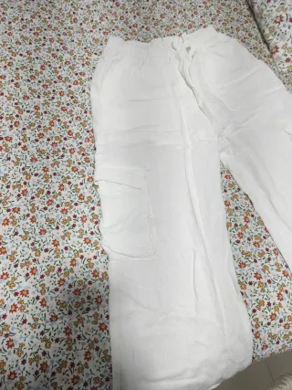 Pantalón cargo lino blanco 11/12 años