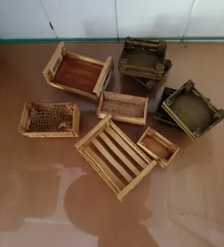 Cajones de madera miniatura Belén artesanía