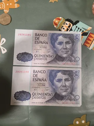 Pareja 500 pesetas 1979 correlativas SN