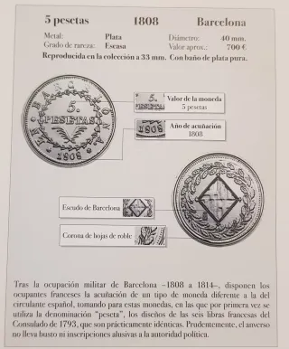Reproducción 5 Pesetas 1808 José I