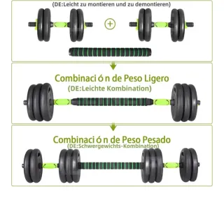 Mancuernas ajustables con barra