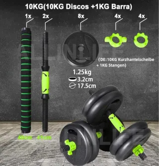 Mancuernas ajustables con barra