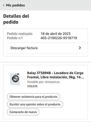 Lavadora Balay 3TS894B Carga Frontal 9kg