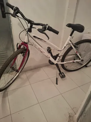 Bicicleta infantil blanca y rosa