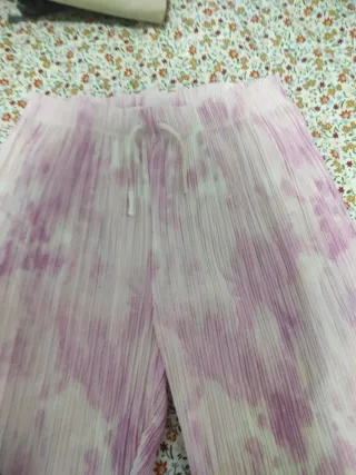 Pantalón Plisado Tie-Dye Rosa y Blanco