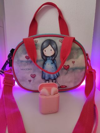 Bolso Santoro y Auriculares Bluetooth Rosa