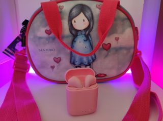 Bolso Santoro y Auriculares Bluetooth Rosa