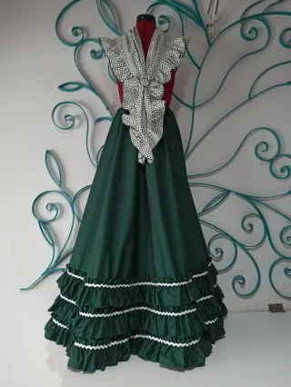 Conjunto Flamenco Verde y Blanco Talla Única