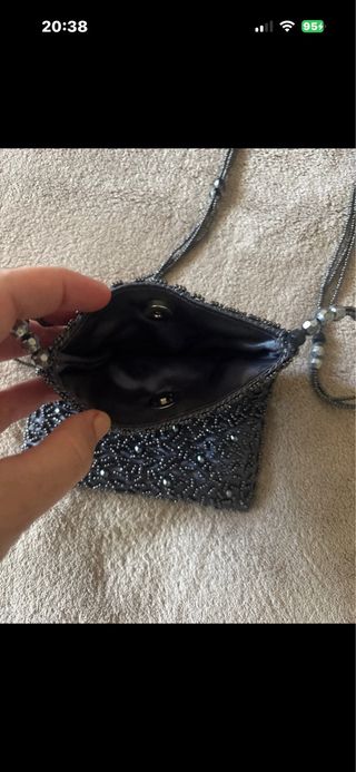 Bolso pedrería gris vintage, pequeño