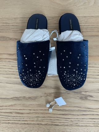Zapatillas Zara Home azules con brillantes T38
