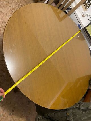 Tavolo consolle rotondo 110cm in legno e vetro