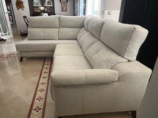Sofá Chaiselongue Beige Tela