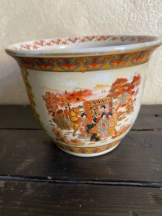 Maceta cerámica japonesa decorada