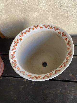 Maceta cerámica japonesa decorada