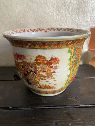 Maceta cerámica japonesa decorada
