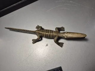 Figura cocodrilo bronce macizo antigua