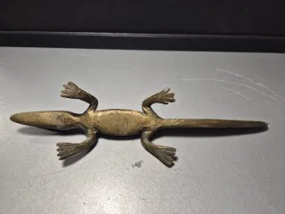 Figura cocodrilo bronce macizo antigua