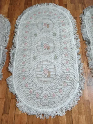 Juego 3 alfombras ovaladas con flores
