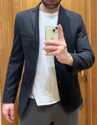 Americana Traje Zara Negra Hombre