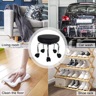 Taburete Negro Pequeño con Ruedas