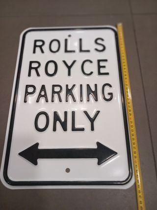 Placa Rolls Royce Parking Only Metal